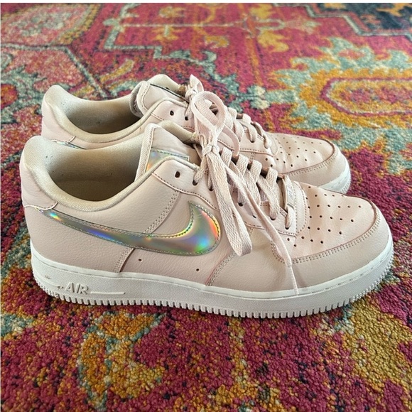 Nike | Women's Pink Iridescent Air Force 1 Low Lace Up Sneakers, size 10 - Picture 13 of 16